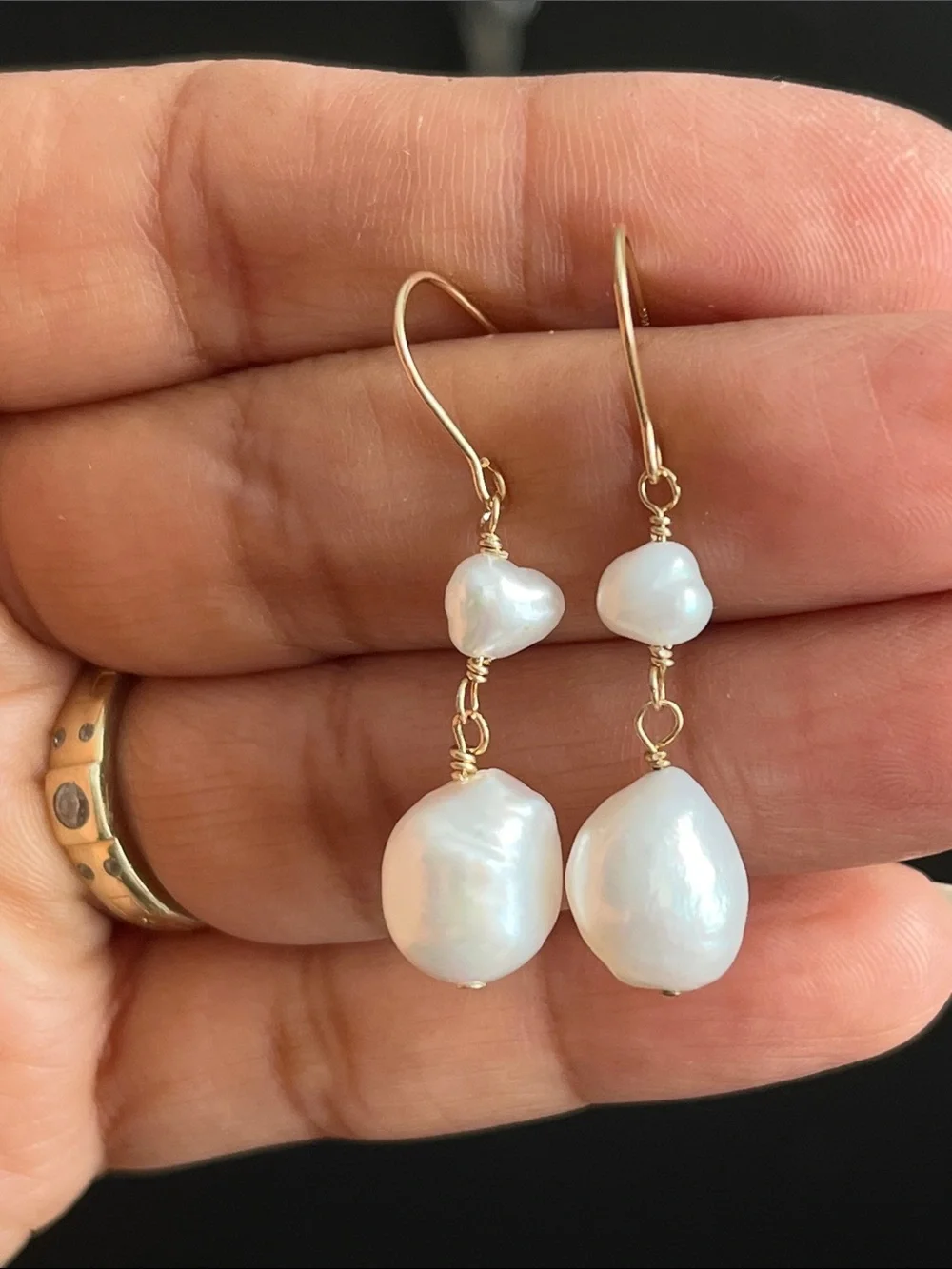 Gold-Fill Freshwater Pearl Drop Earrings - White Pearls